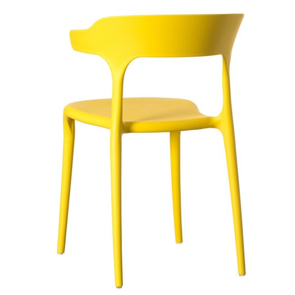 Fabulaxe Set of 4 Modern Yellow Plastic Outdoor Dining Chair with Open U Shaped Back