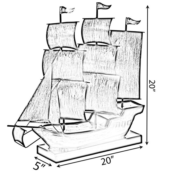 Voilier décoratif Vintiquewise en métal 20 x 5 x 20 po