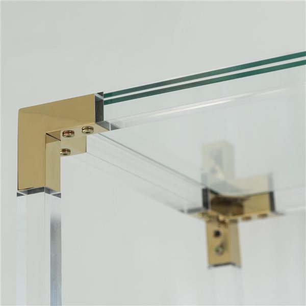 Fabulaxe Acrylic Gold Metal Modern 4-Tier Bookcase with Glass Shelves