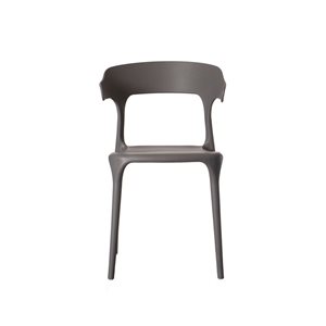Lot de 4 chaises de salle à manger d'extérieur  Fabulaxe en plastique gris moderne avec dossier en U ouvert