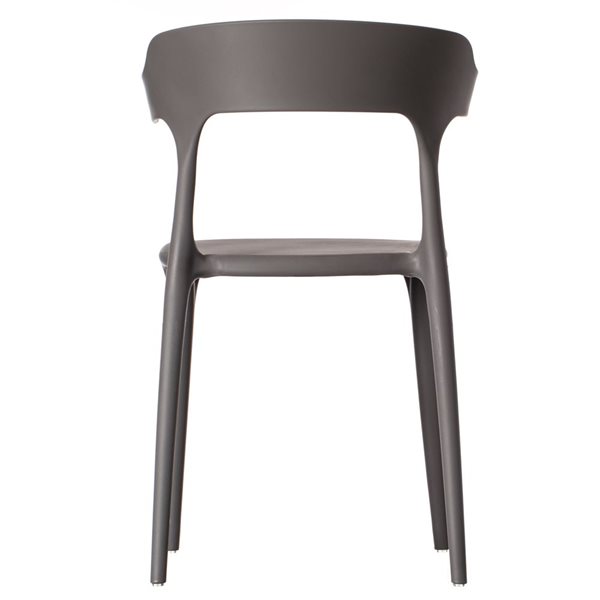 Fabulaxe Set of 4 Modern Gray Plastic Outdoor Dining Chair with Open U Shaped Back