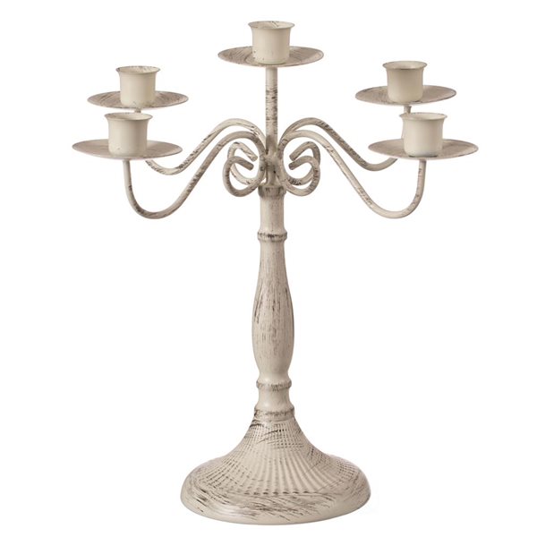 Fabulaxe 5-Candle Antique 12-in Distressed Metal Candelabra Candle Holder