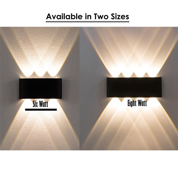 Quickway Imports Black 6 W Cool White 4000 K Decorative Indoor/Outdoor Wall Lamps Indoor/Outdoor - Set of 2