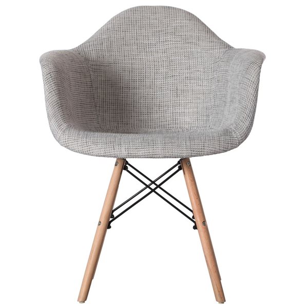 Fauteuil en tissu gris à pattes en hêtre Fabulaxe moderne du milieu du siècle