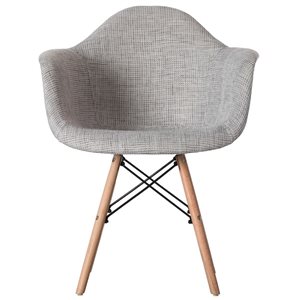 Fauteuil en tissu gris à pattes en hêtre Fabulaxe moderne du milieu du siècle