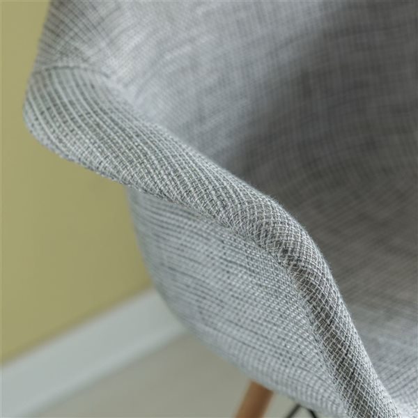 Fabulaxe Mid-Century Modern Style Grey Fabric Lined Armchair with Beech Wooden Legs