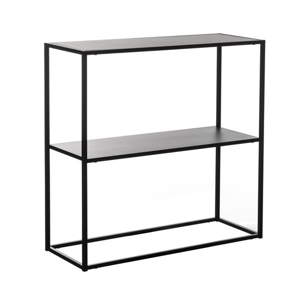 Console moderne en métal noir Fabulaxe avec étagère ouverte, 12 x 31,5 po