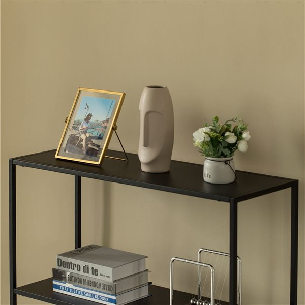 Fabulaxe Modern Display Black Metal Console Table with Open Shelf - 12 x 31.5-in