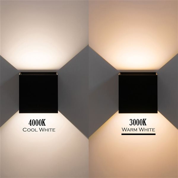 Quickway Imports Two 10 W 3000 K Warm White Waterproof Adjustable Beam LED Wall Sconce Set - Black