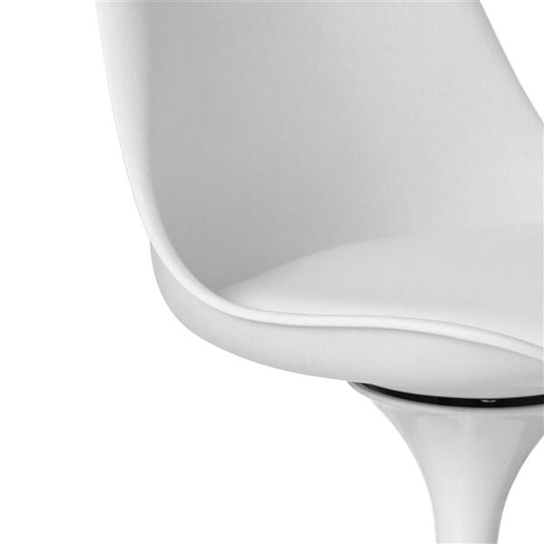 Fabulaxe Single Mid-Century Modern Swivel Tulip Side Chair with White Cushioned Seat