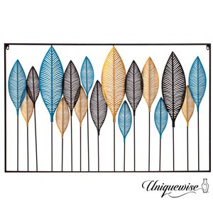 Décor mural en métal à feuilles multicolores Uniquewise, 30 x 48,50 po