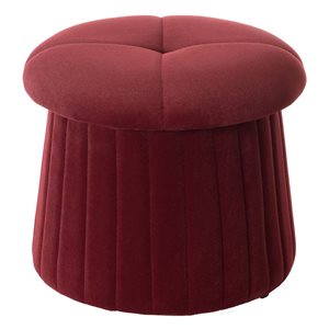 Fabulaxe Modern Tufted Velvet Mushroom Shape Storage Ottoman Storage Stool Trunk - Red