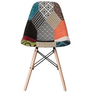 Jeu de 4 chaises modernes en tissu patchwork Fabulaxe avec pattes en bois