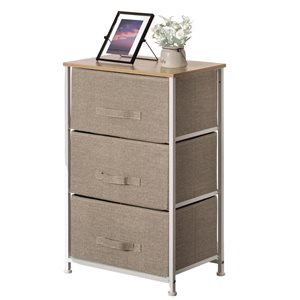 Basicwise San-Bin Beige and White Frame 4-Drawer Night and Storage Chest