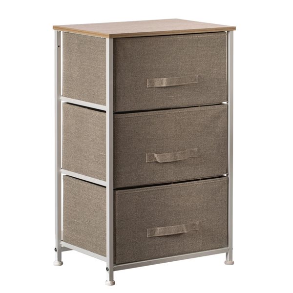 Basicwise San-Bin Beige and White Frame 4-Drawer Night and Storage Chest