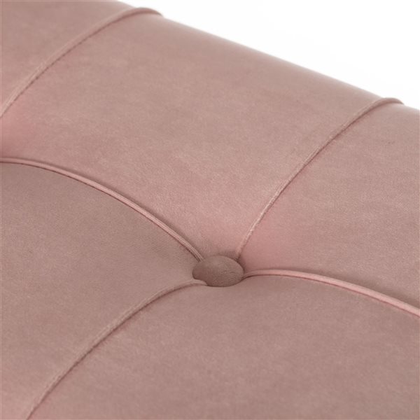 Fabulaxe Large Tufted Minimalist Rectangular Velvet Storage Ottoman with Gold Metal Legs - Pink