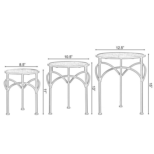 Lot de 3 supports de plantes décoratifs Uniquewise en métal rond doré