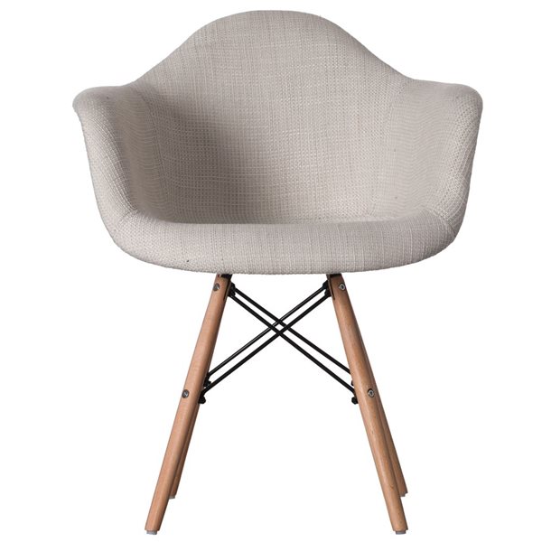 Jeu de 4 fauteuils en tissu blanc à pattes en hêtre Fabulaxe moderne du milieu du siècle