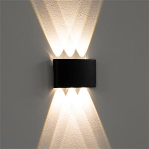 Lampes murales décoratives noires 8 W Quickway Imports intérieur/extérieur blanc froid 4000 K, lot de 4