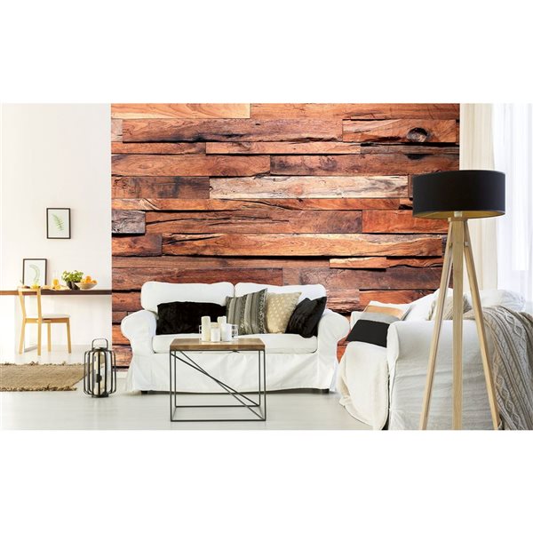 Dimex Wooden Wall Unpasted Mural - 12-ft 3-in W x 8-ft 2-in H