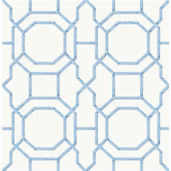 NuWallpaper Sanya 20.5-in W x 18-ft L Sapphire Bamboo Trellis Design Peel and Stick Wallpaper - Covers 30.75 ft²