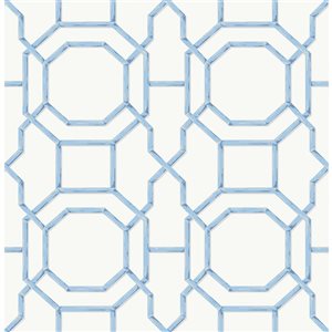 NuWallpaper Sanya 20.5-in W x 18-ft L Sapphire Bamboo Trellis Design Peel and Stick Wallpaper - Covers 30.75 ft²