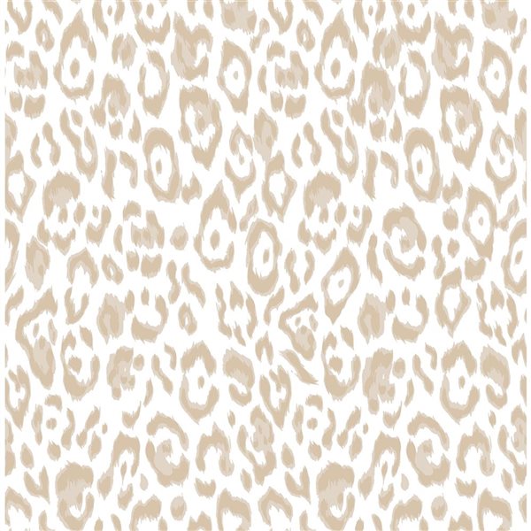 Papier peint autocollant Marlowe de NuWallpaper 20,5 po l. x 18 pi L. taupe à motif léopard, couvre 30,75 pi²