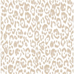 Papier peint autocollant Marlowe de NuWallpaper 20,5 po l. x 18 pi L. taupe à motif léopard, couvre 30,75 pi²