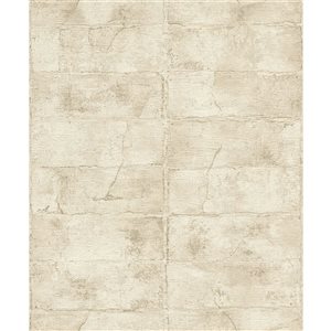 Advantage Clay 20.9-in W x 33-ft L Antique White Bricks Unpasted 3D Wallpaper - Covers 57.5 ft²