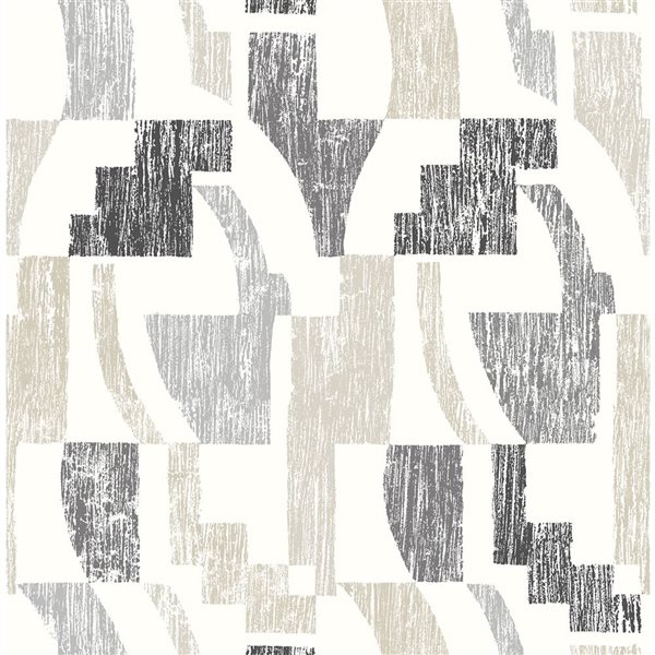 Papier peint géométrique autocollant Lenny de NuWallpaper 20,5 po l. x 18 pi L. taupe/gris, couvre 30,75 pi²