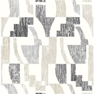 Papier peint géométrique autocollant Lenny de NuWallpaper 20,5 po l. x 18 pi L. taupe/gris, couvre 30,75 pi²