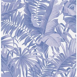 Papier peint autocollant Maui de NuWallpaper 20,5 po l. x 18 pi L. feuille de palmier pervenche, couvre 30,75 pi²