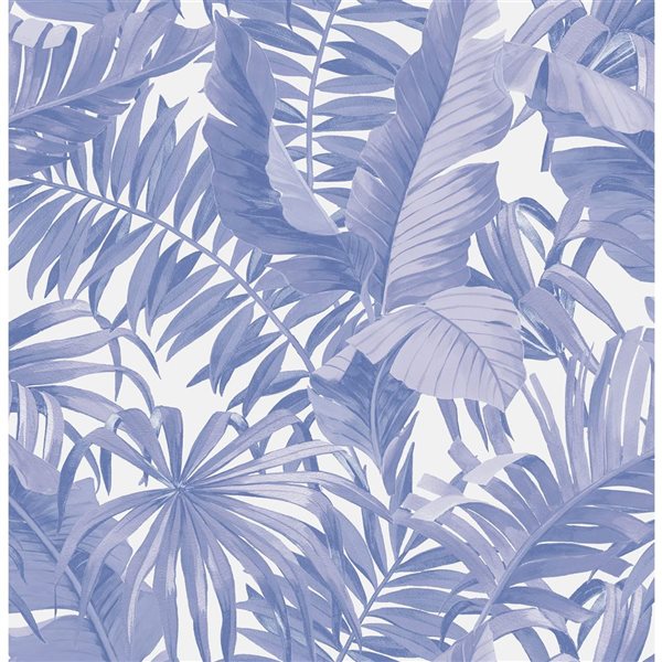 NuWallpaper Maui 20.5-in W x 18-ft L Periwinkle Palm Leaf Peel and Stick Wallpaper - Covers 30.75 ft²