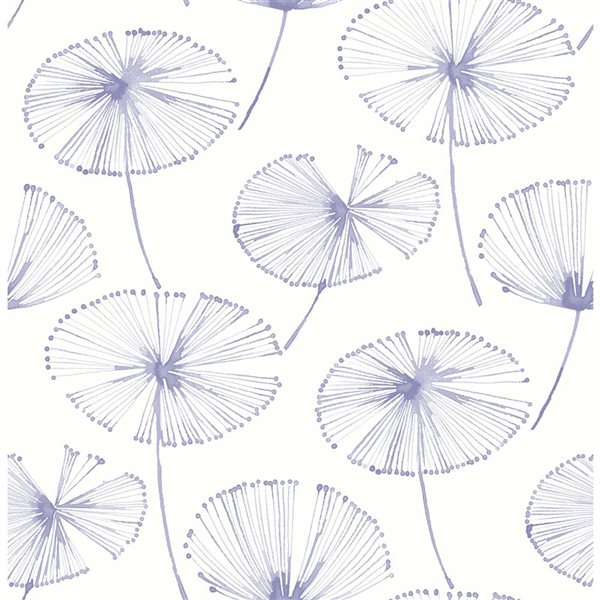 Papier peint autocollant Aya de NuWallpaper 20,5 po l. x 18 pi L. fleur de pervenche, couvre 30,75 pi²