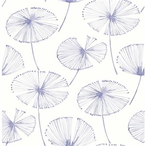 Papier peint autocollant Aya de NuWallpaper 20,5 po l. x 18 pi L. fleur de pervenche, couvre 30,75 pi²