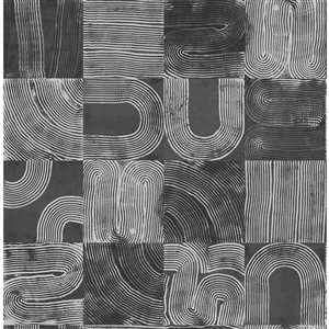 NuWallpaper Vaughn 20.5-in W x 18-ft L Black Geometric Peel and Stick Wallpaper - Covers 30.75 ft²