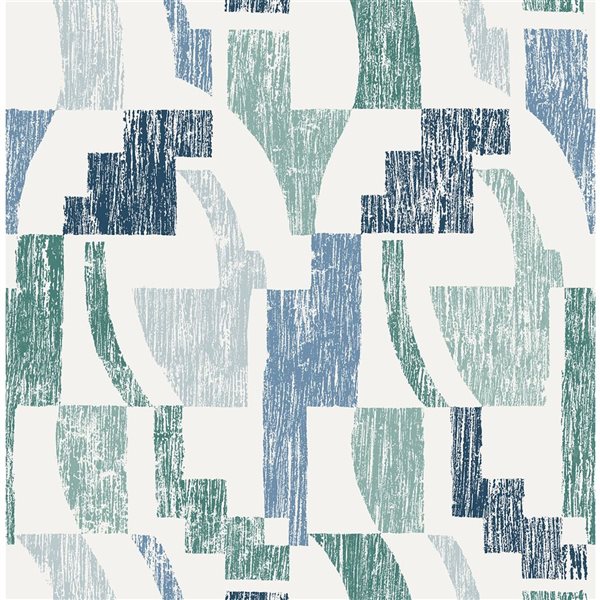 NuWallpaper Lenny 20.5-in W x 18-ft L Blue/Green Geometric Peel and Stick Wallpaper - Covers 30.75 ft²