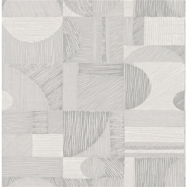 NuWallpaper Margo 20.5-in W x 18-ft L Silver Geometric Peel and Stick Wallpaper - Covers 30.75 ft²