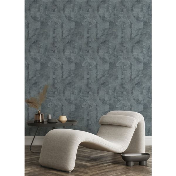 Advantage Abe 20.9-in W x 33-ft L Steel-Blue Geometric Unpasted 3D Wallpaper - Covers 57.5 ft²