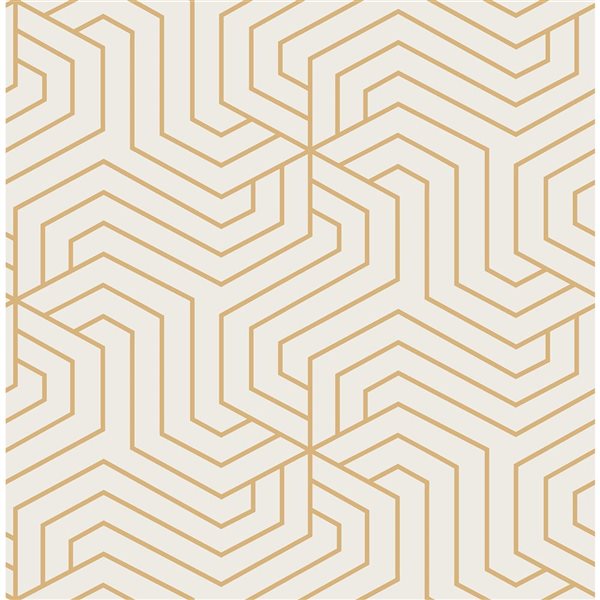 NuWallpaper Ramsey 20.5-in W x 18-ft L Cream/Gold Geometric Peel and Stick Wallpaper - Covers 30.75 ft²