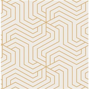 NuWallpaper Ramsey 20.5-in W x 18-ft L Cream/Gold Geometric Peel and Stick Wallpaper - Covers 30.75 ft²