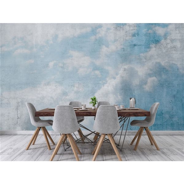 Dimex Blue Clouds Abstract Unpasted Mural - 12-ft 3-in W x 8-ft 2-in H