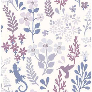 NuWallpaper Zoey 20.5-in W x 18-ft L Periwinkle Leaf/Floral Peel and Stick Wallpaper - Covers 30.75 ft²