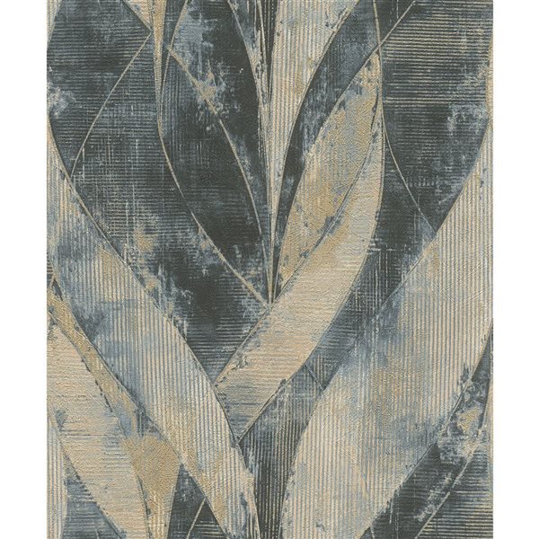 Advantage Blake 20.9-in W x 33-ft L Blue Abstract Leafs Unpasted 3D Wallpaper - Covers 57.5 ft²