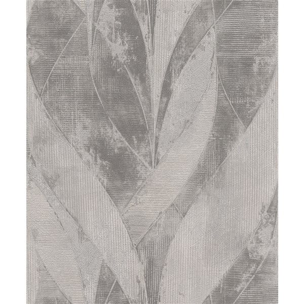 Advantage Blake 20.9-in W x 33-ft L Grey Abstract Leafs Unpasted 3D Wallpaper - Covers 57.5 ft²