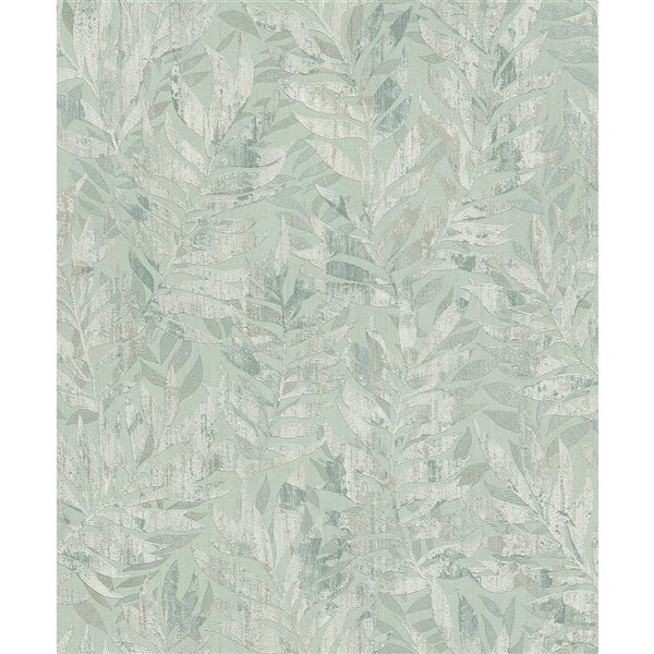 Advantage Beck 20.9-in W x 33-ft L Sage Green/Silver Tropical Palms Unpasted 3D Wallpaper - Covers 57.5 ft²