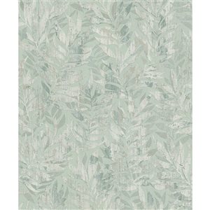 Advantage Beck 20.9-in W x 33-ft L Sage Green/Silver Tropical Palms Unpasted 3D Wallpaper - Covers 57.5 ft²