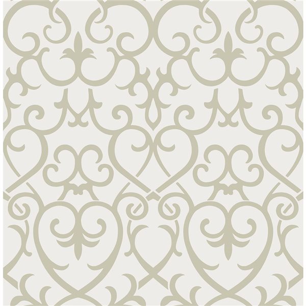 Papier peint gris géométrique autocollant Rhapsody de NuWallpaper 20,5 po l. x 18 pi L., couvre 30,75 pi²