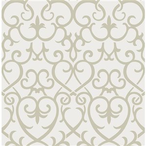 Papier peint gris géométrique autocollant Rhapsody de NuWallpaper 20,5 po l. x 18 pi L., couvre 30,75 pi²