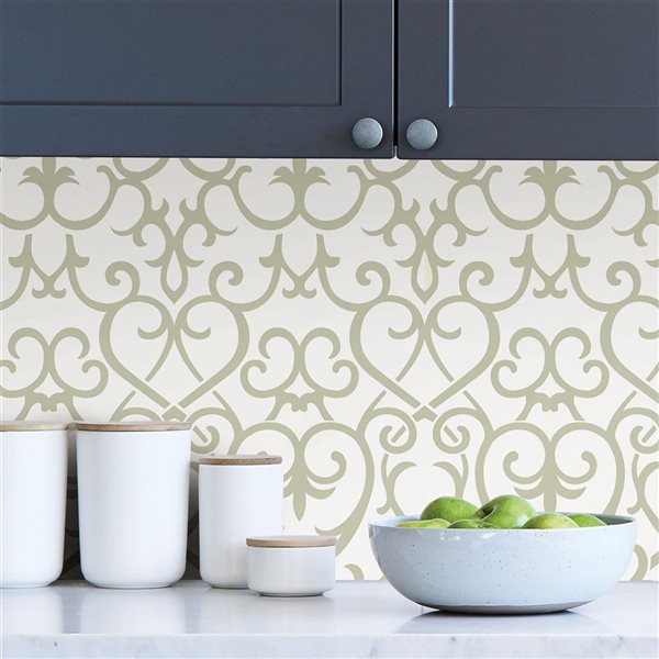 Papier peint gris géométrique autocollant Rhapsody de NuWallpaper 20,5 po l. x 18 pi L., couvre 30,75 pi²